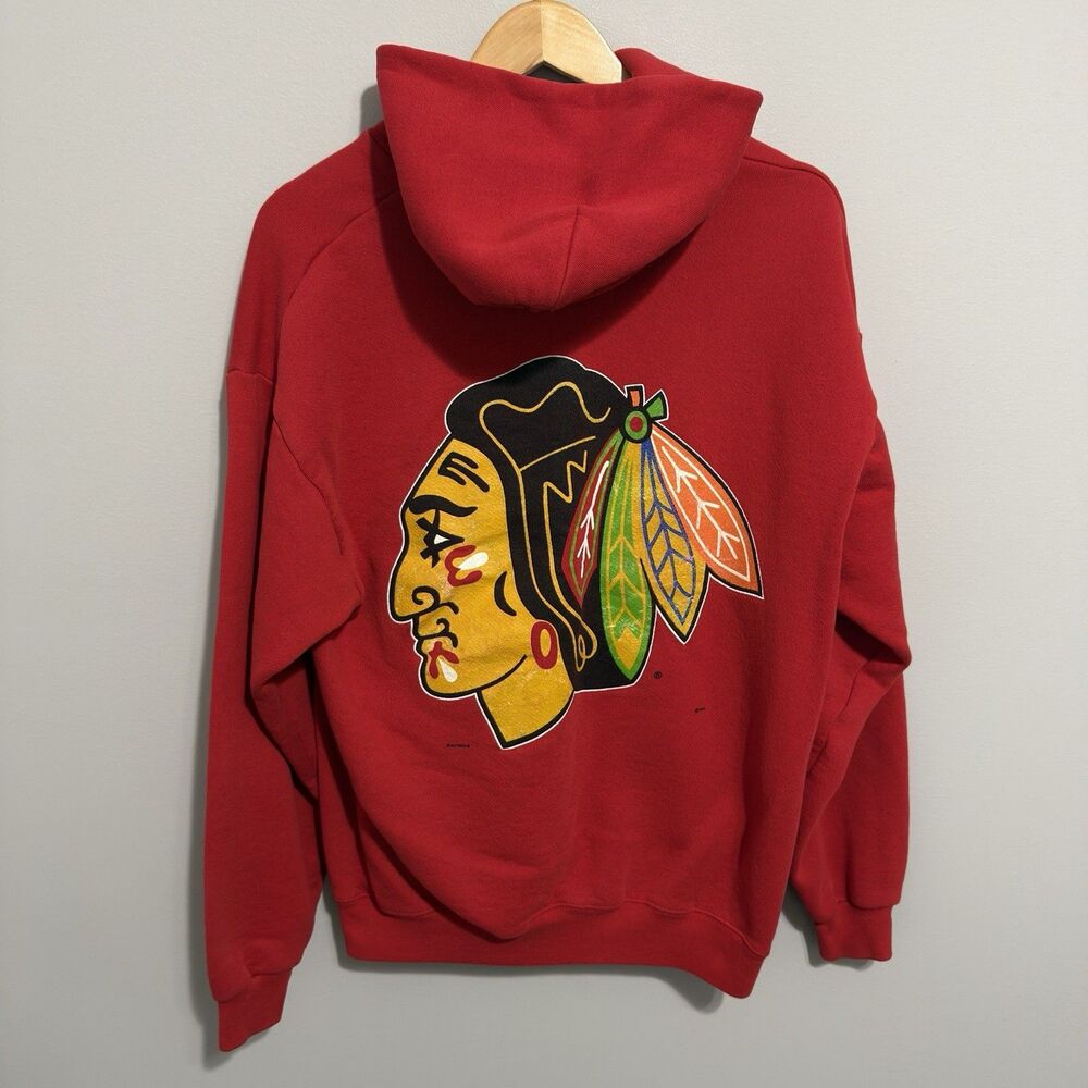 Vintage Chicago Blackhawks Nutmeg Full Zip Hoodie Size Large Made In USA
